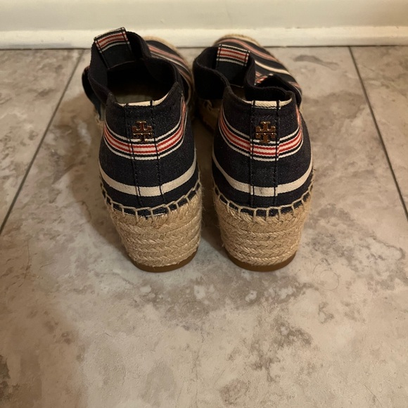 Tory Burch Catalina 3 50MM Striped Canvas/Elastic Espadrille in Navy Multi - Picture 7 of 11